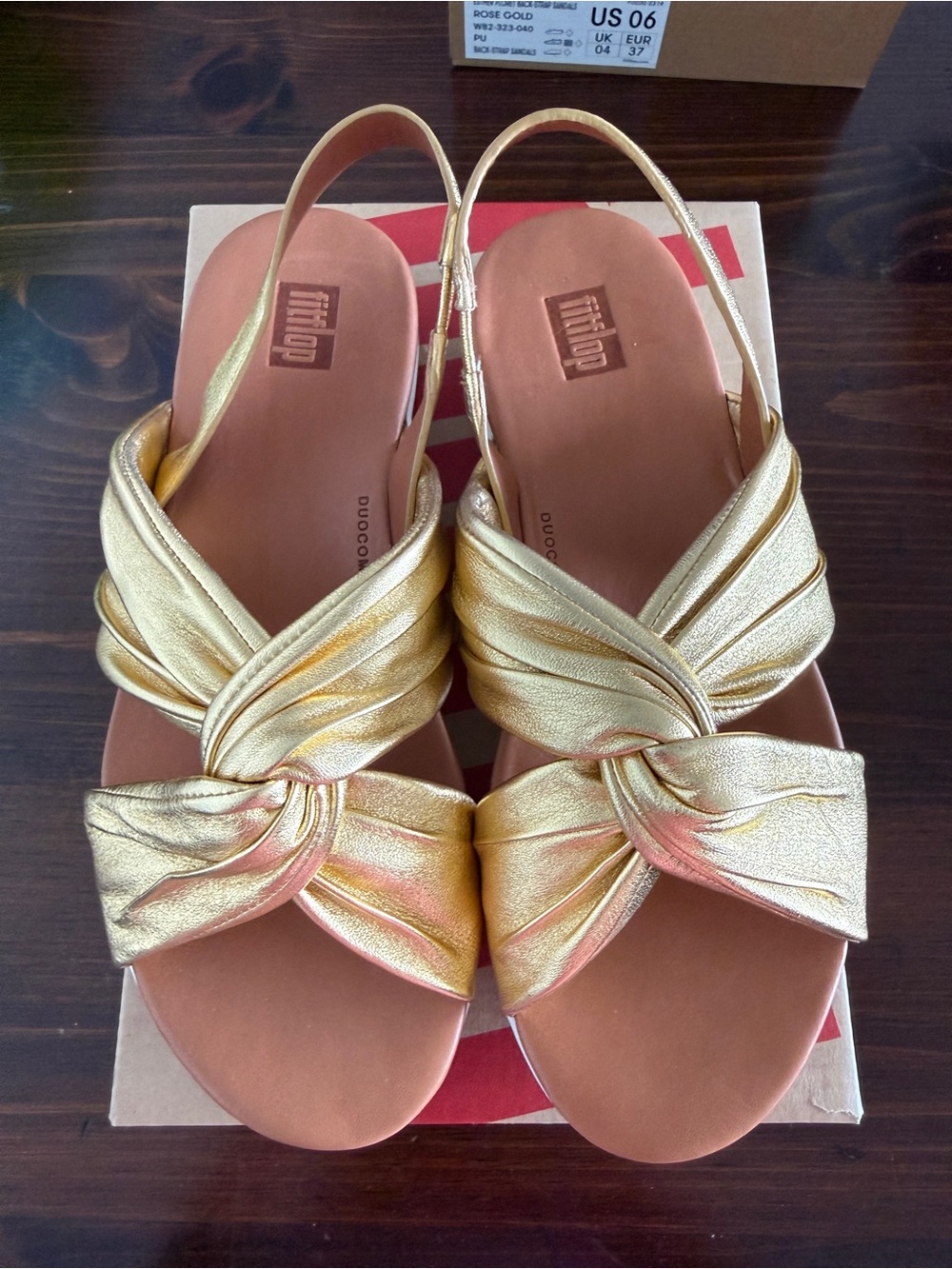 FitFlop Metallic Gold Knot Slingback Sandals